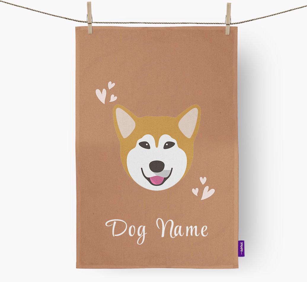 'Hearts' - Personalized {breedFullName} Dish Towel