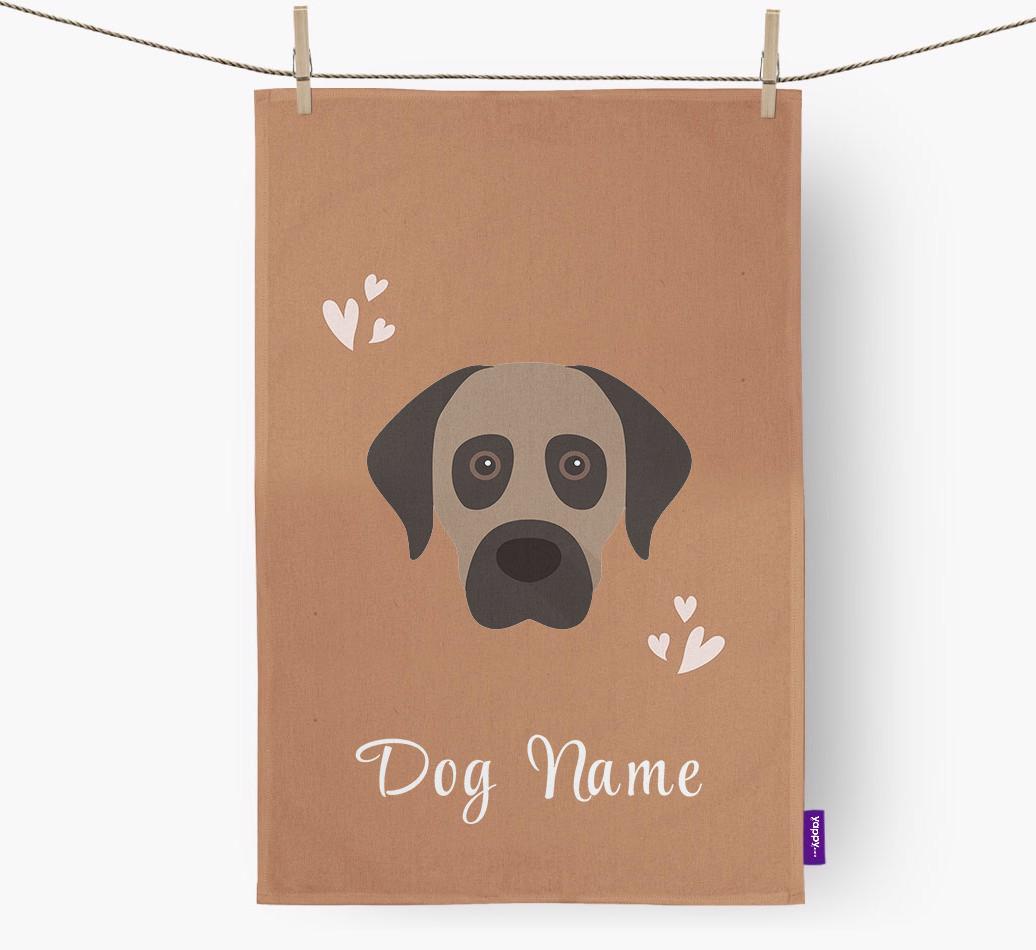'Hearts' - Personalized {breedFullName} Dish Towel
