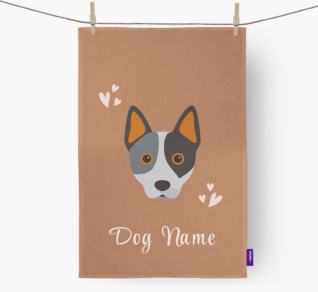 'Hearts' - Personalized {breedFullName} Dish Towel