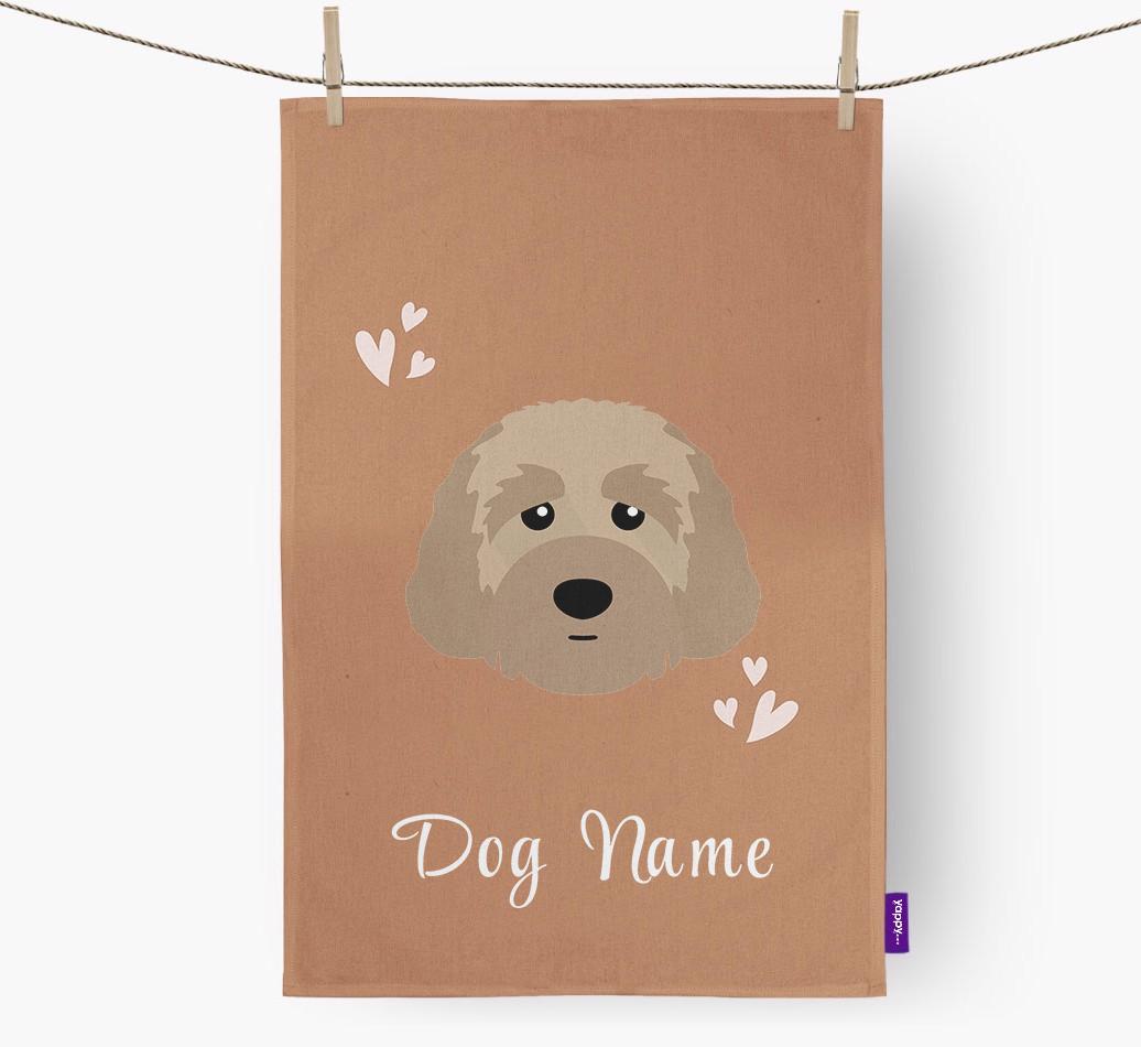 'Hearts' - Personalized {breedFullName} Dish Towel