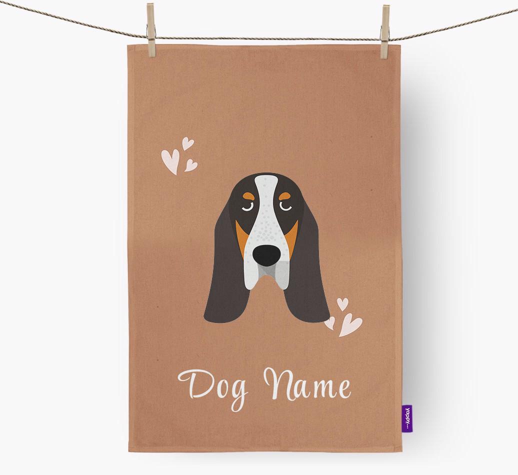 'Hearts' - Personalized {breedFullName} Dish Towel