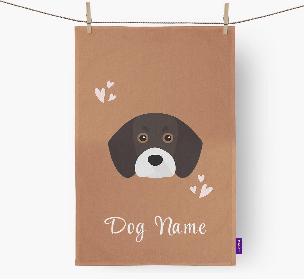 'Hearts' - Personalized {breedFullName} Dish Towel