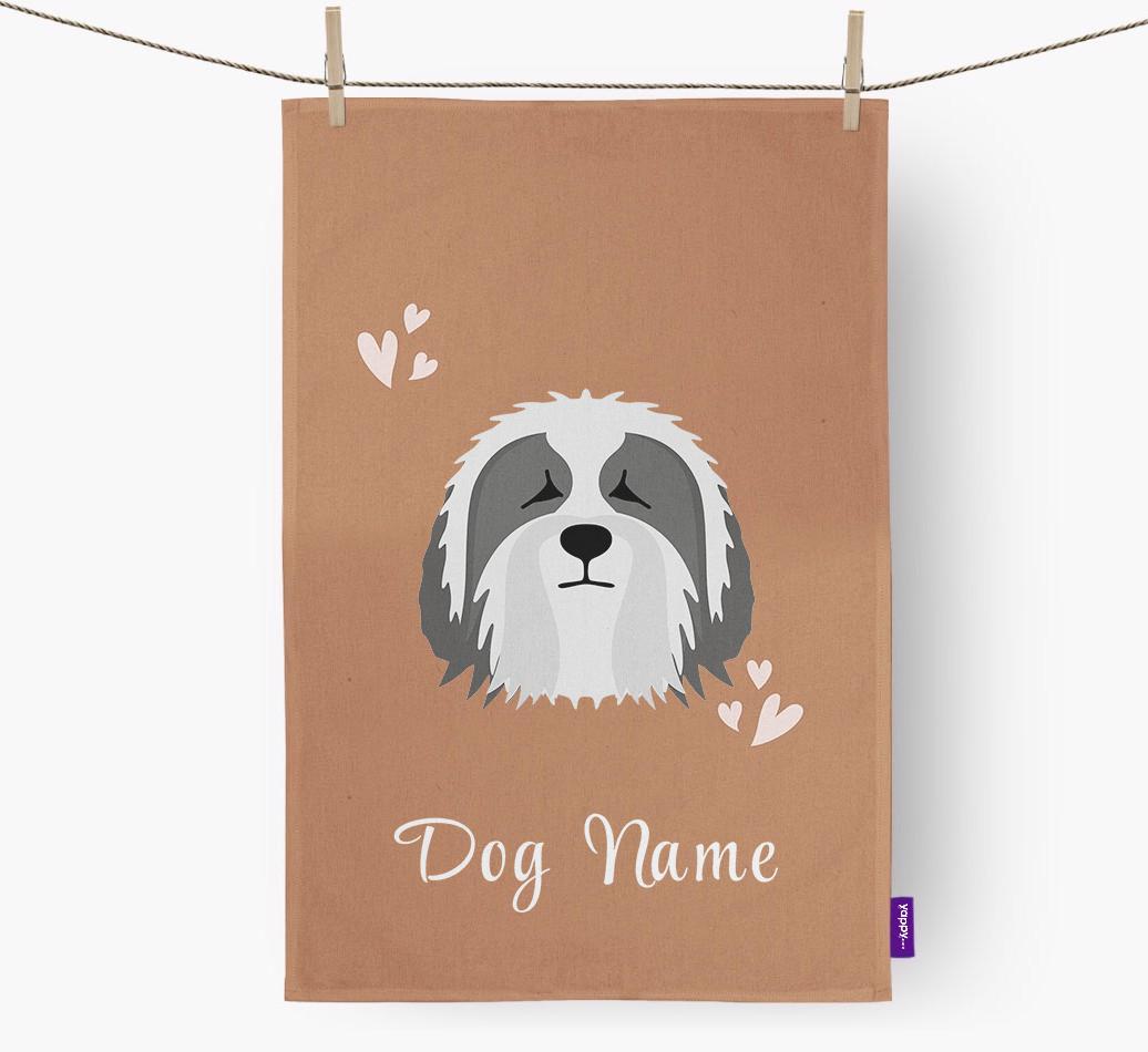 'Hearts' - Personalized {breedFullName} Dish Towel