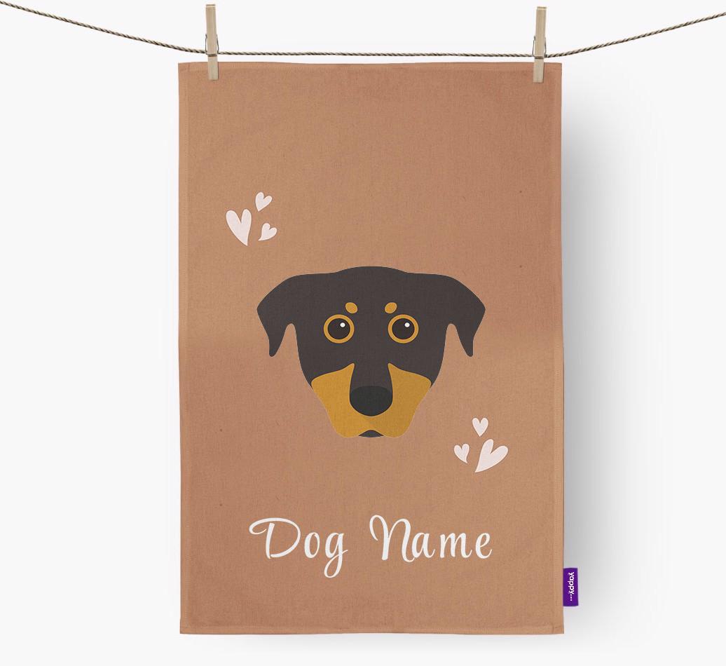 'Hearts' - Personalized {breedFullName} Dish Towel