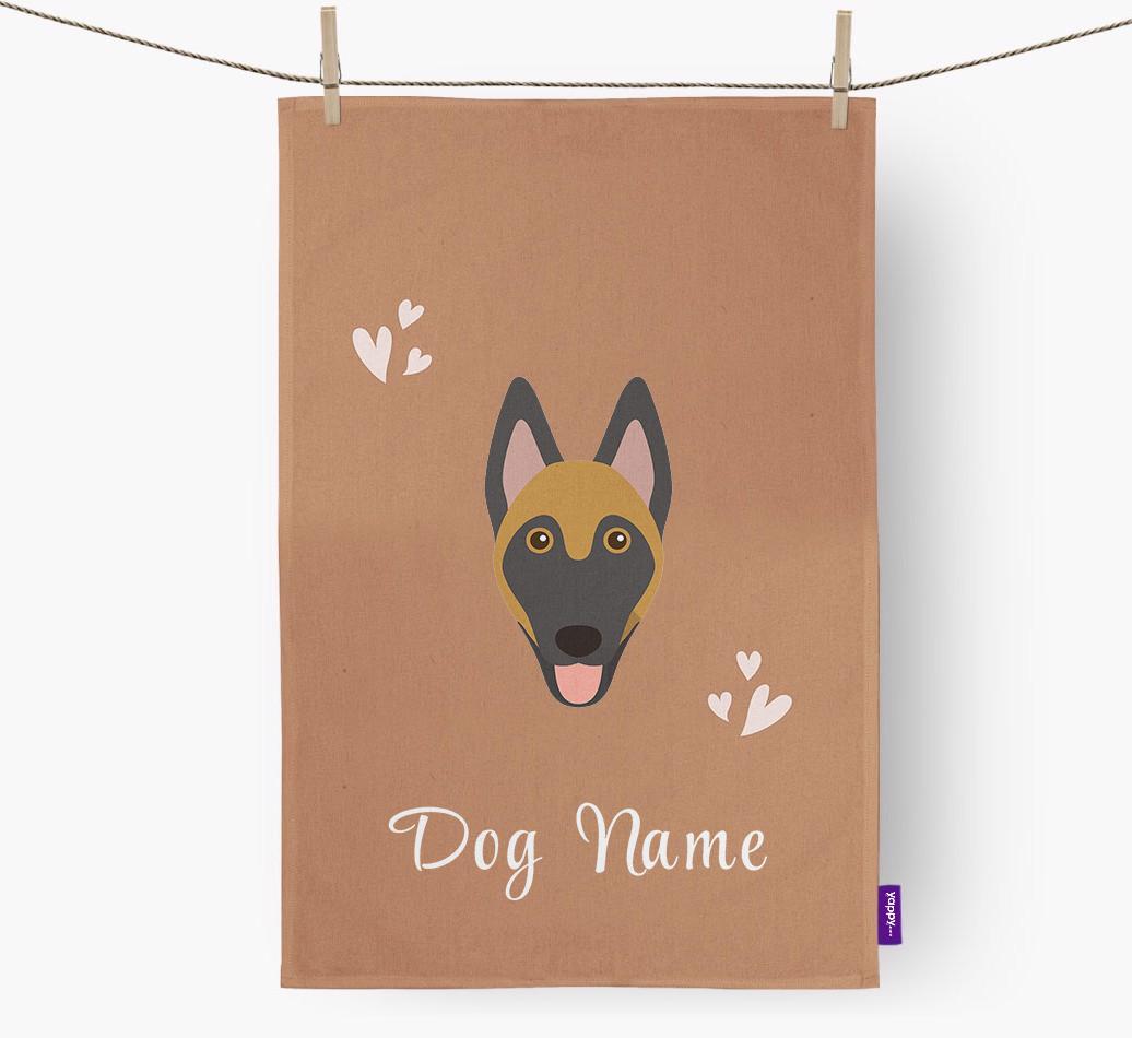 'Hearts' - Personalized {breedFullName} Dish Towel