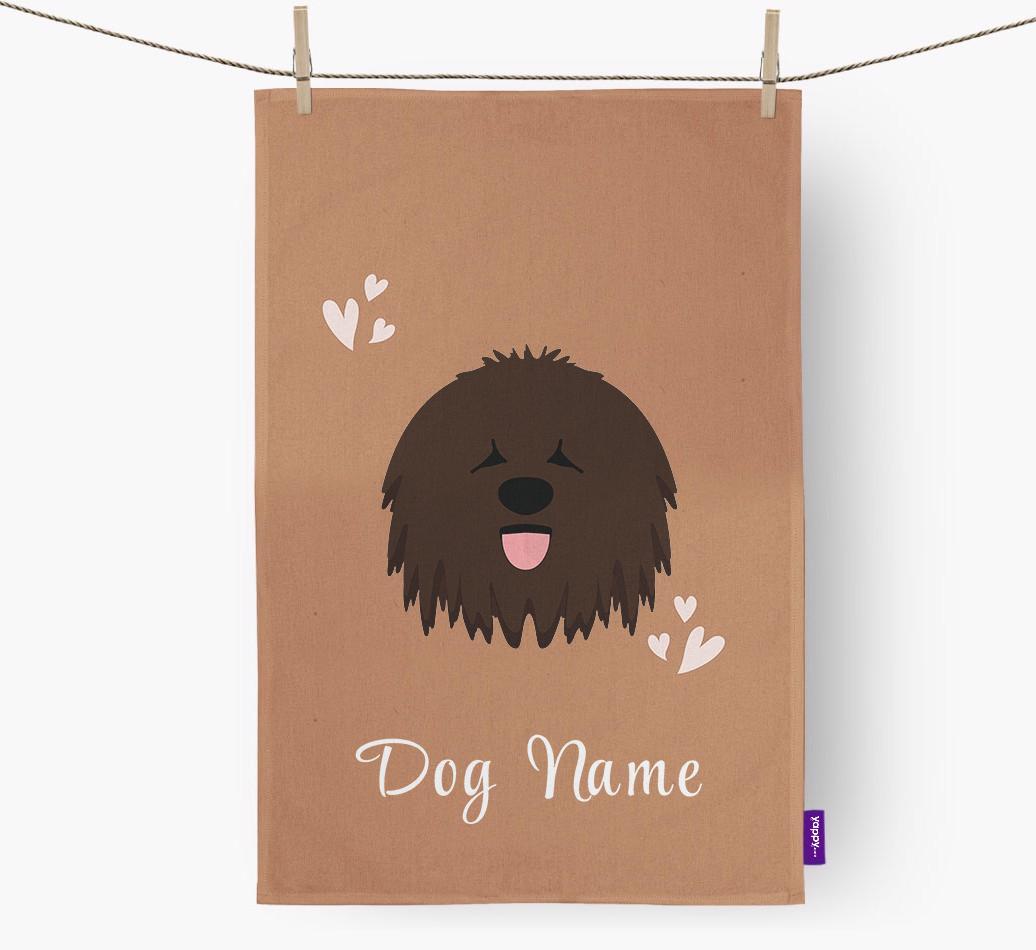 'Hearts' - Personalized {breedFullName} Dish Towel