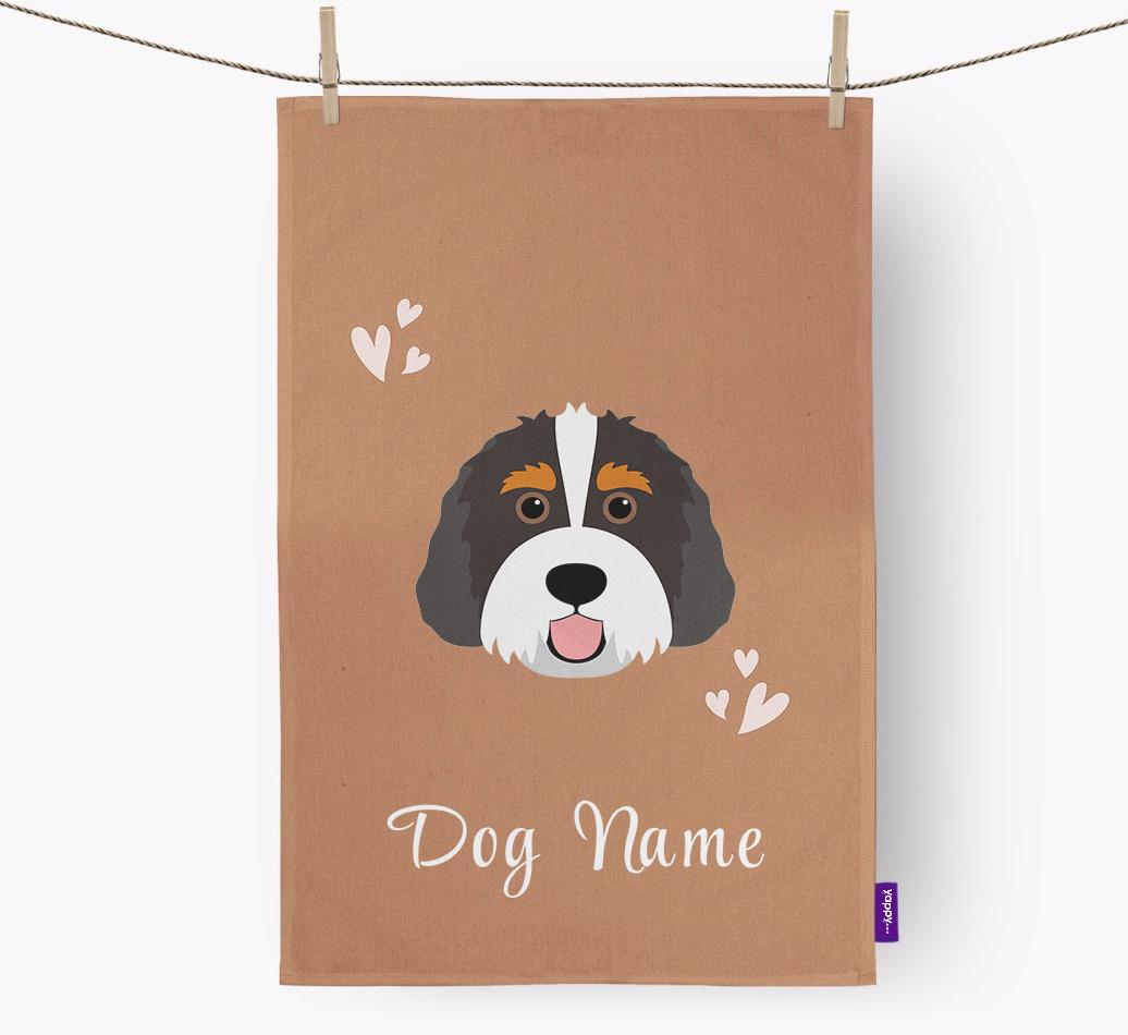 'Hearts' - Personalized {breedFullName} Dish Towel