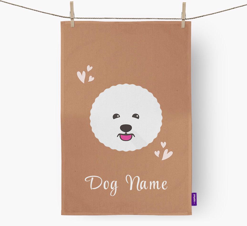 'Hearts' - Personalized {breedFullName} Dish Towel