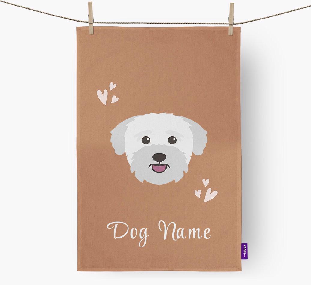 'Hearts' - Personalised {breedFullName} Tea Towel
