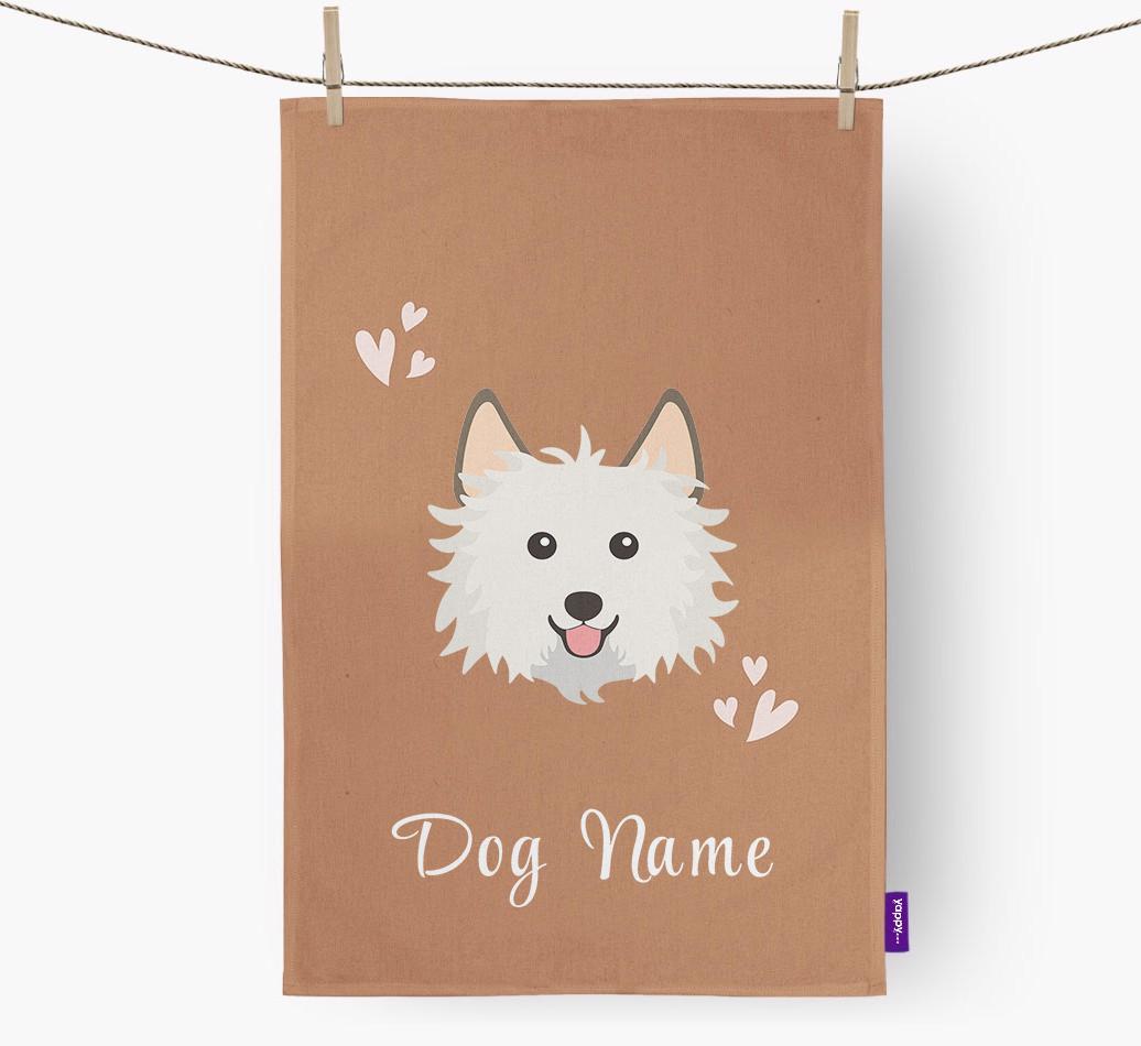 'Hearts' - Personalized {breedFullName} Dish Towel