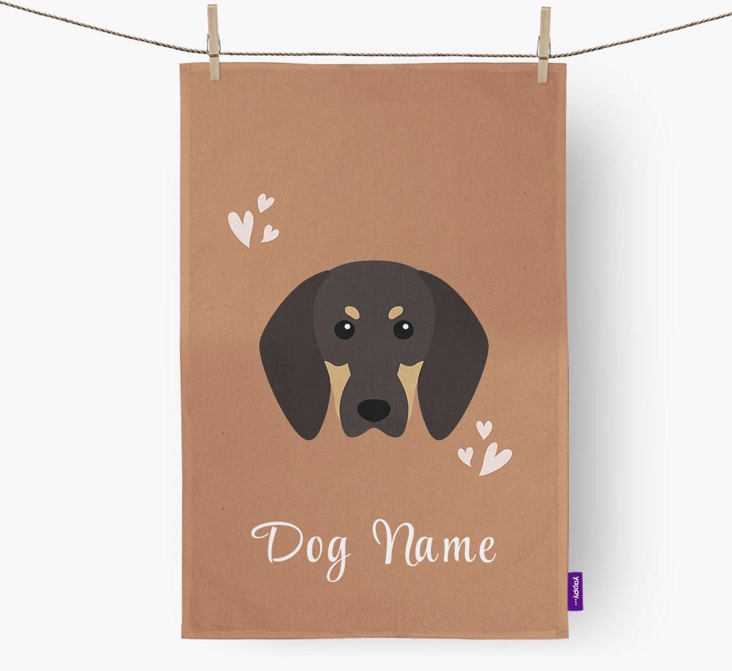 'Hearts' - Personalized {breedFullName} Dish Towel