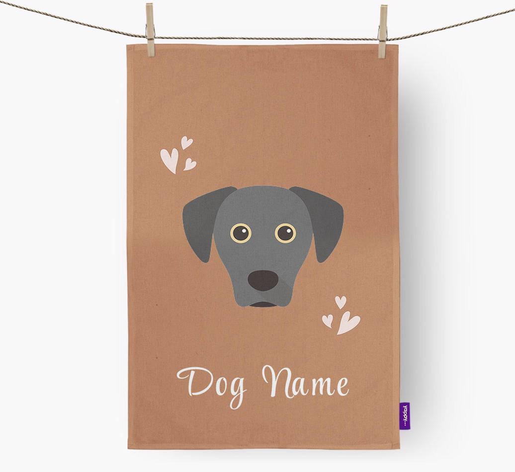 'Hearts' - Personalized {breedFullName} Dish Towel