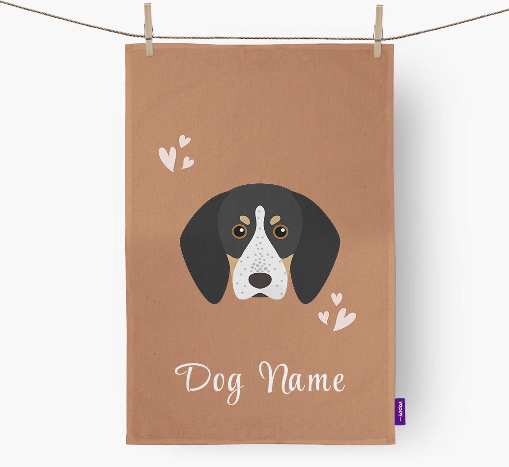 'Hearts' - Personalized {breedFullName} Dish Towel