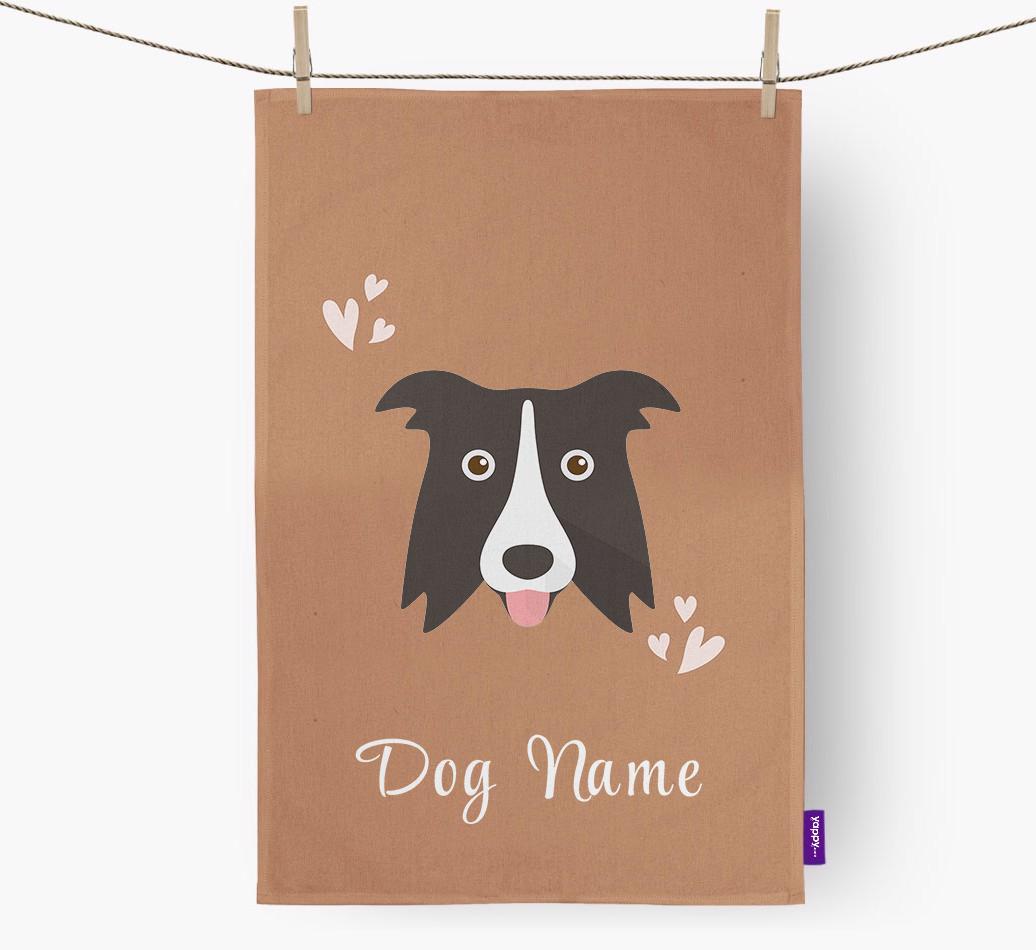 'Hearts' - Personalized {breedFullName} Dish Towel