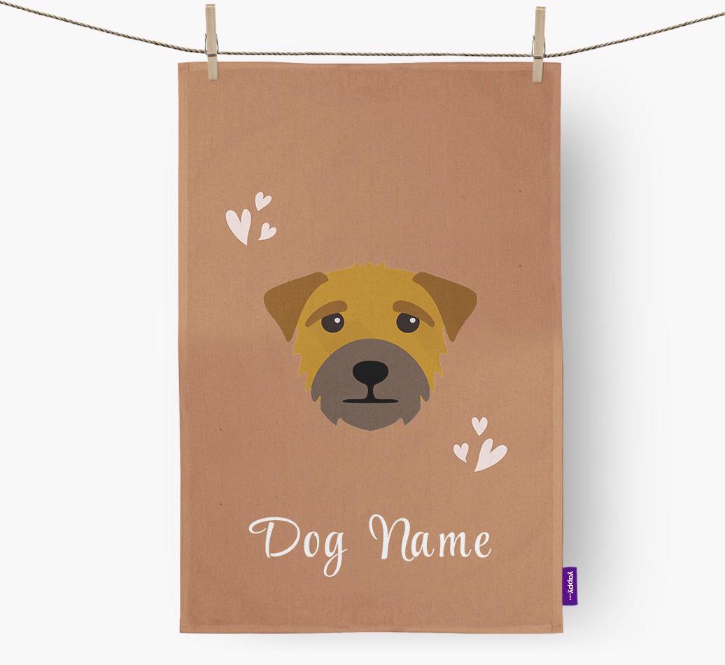 'Hearts' - Personalized {breedFullName} Dish Towel