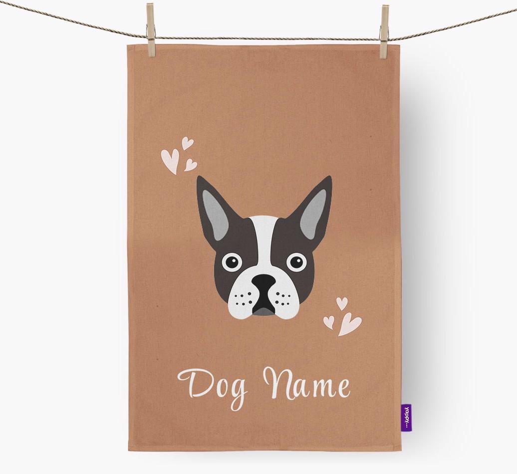 'Hearts' - Personalized {breedFullName} Dish Towel