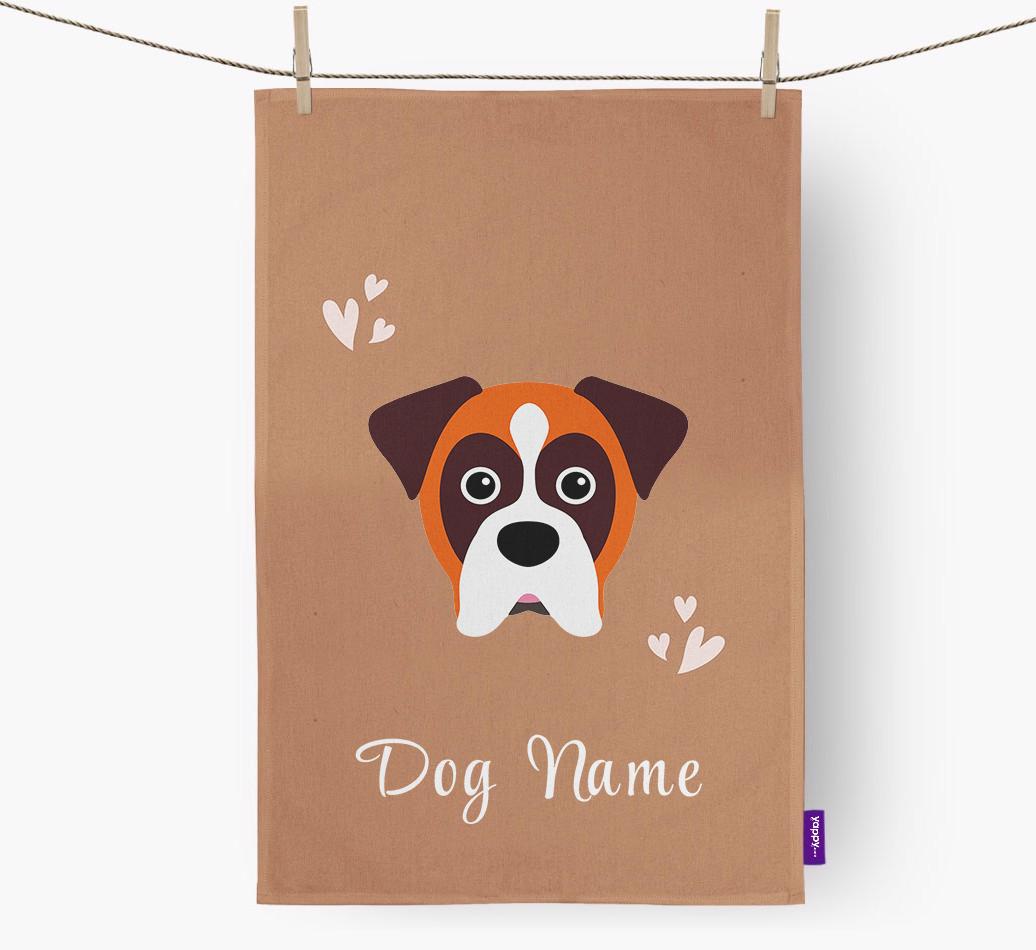 'Hearts' - Personalized {breedFullName} Dish Towel