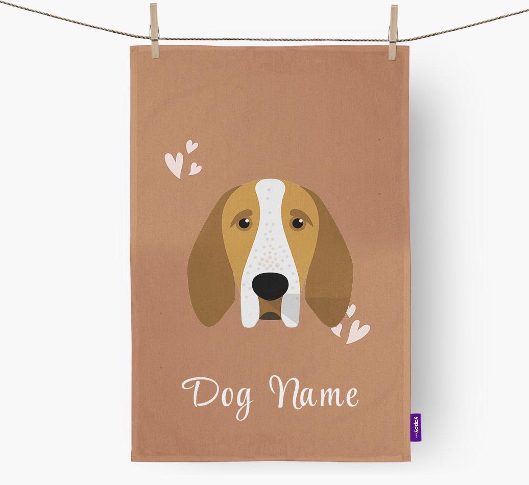 'Hearts' - Personalized {breedFullName} Dish Towel