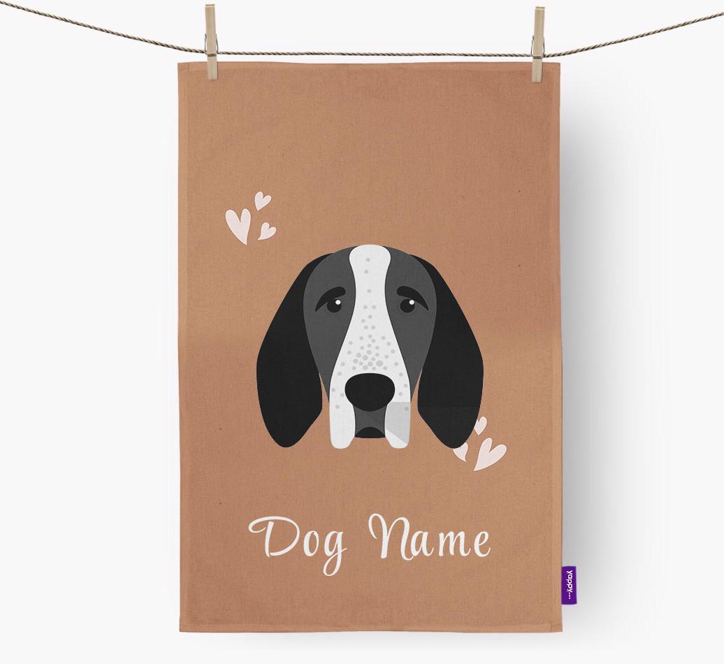 'Hearts' - Personalized {breedFullName} Dish Towel