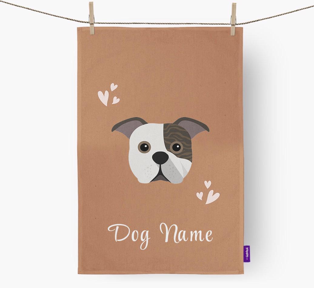 'Hearts' - Personalized {breedFullName} Dish Towel