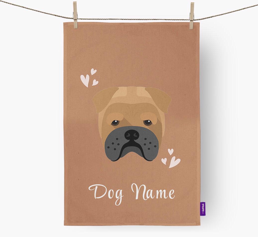 'Hearts' - Personalized {breedFullName} Dish Towel