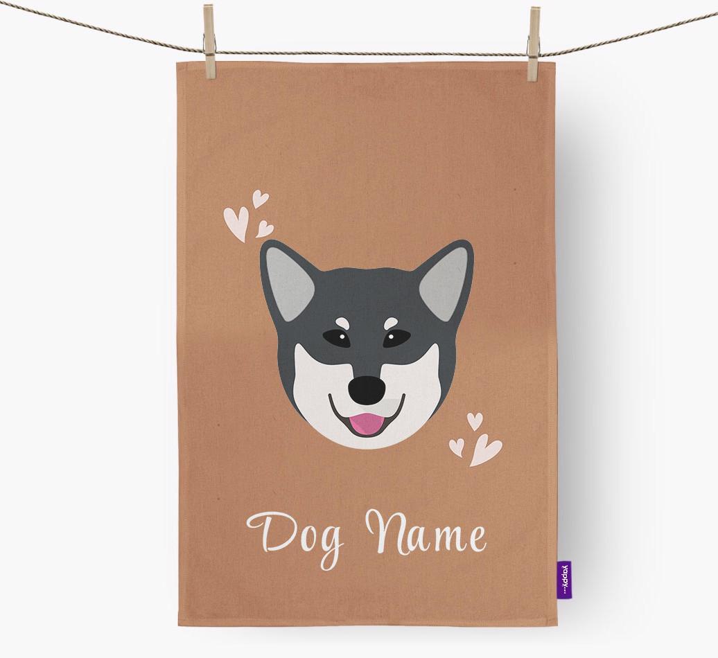 'Hearts' - Personalized {breedFullName} Dish Towel