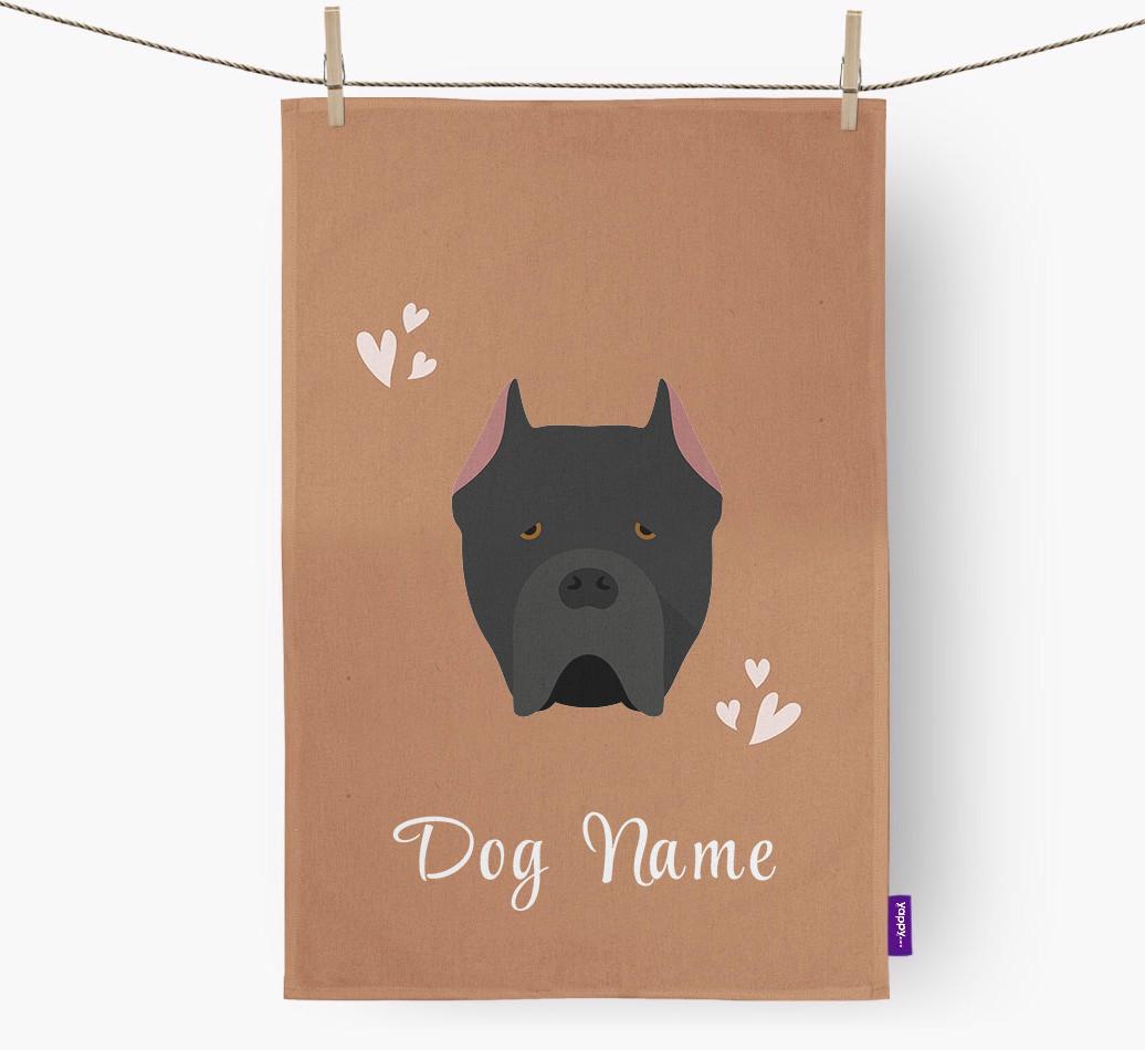 'Hearts' - Personalized {breedFullName} Dish Towel