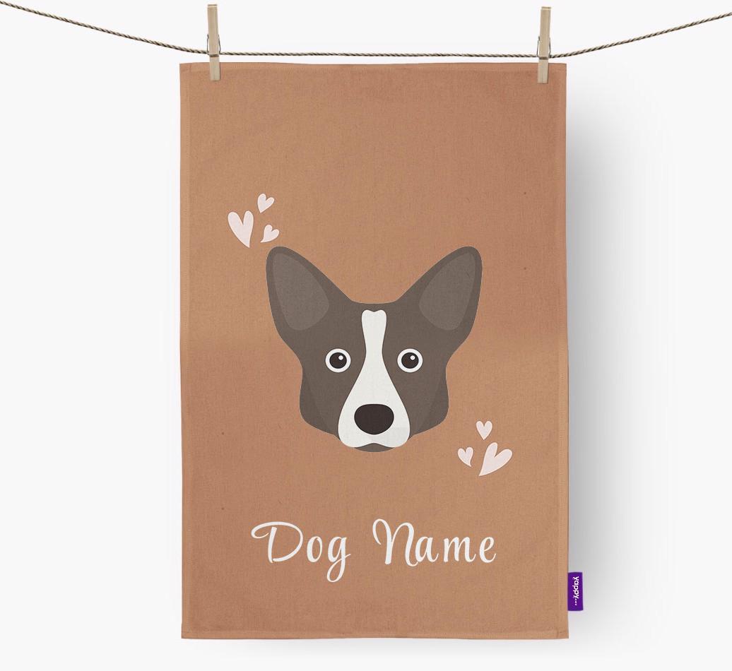 'Hearts' - Personalized {breedFullName} Dish Towel