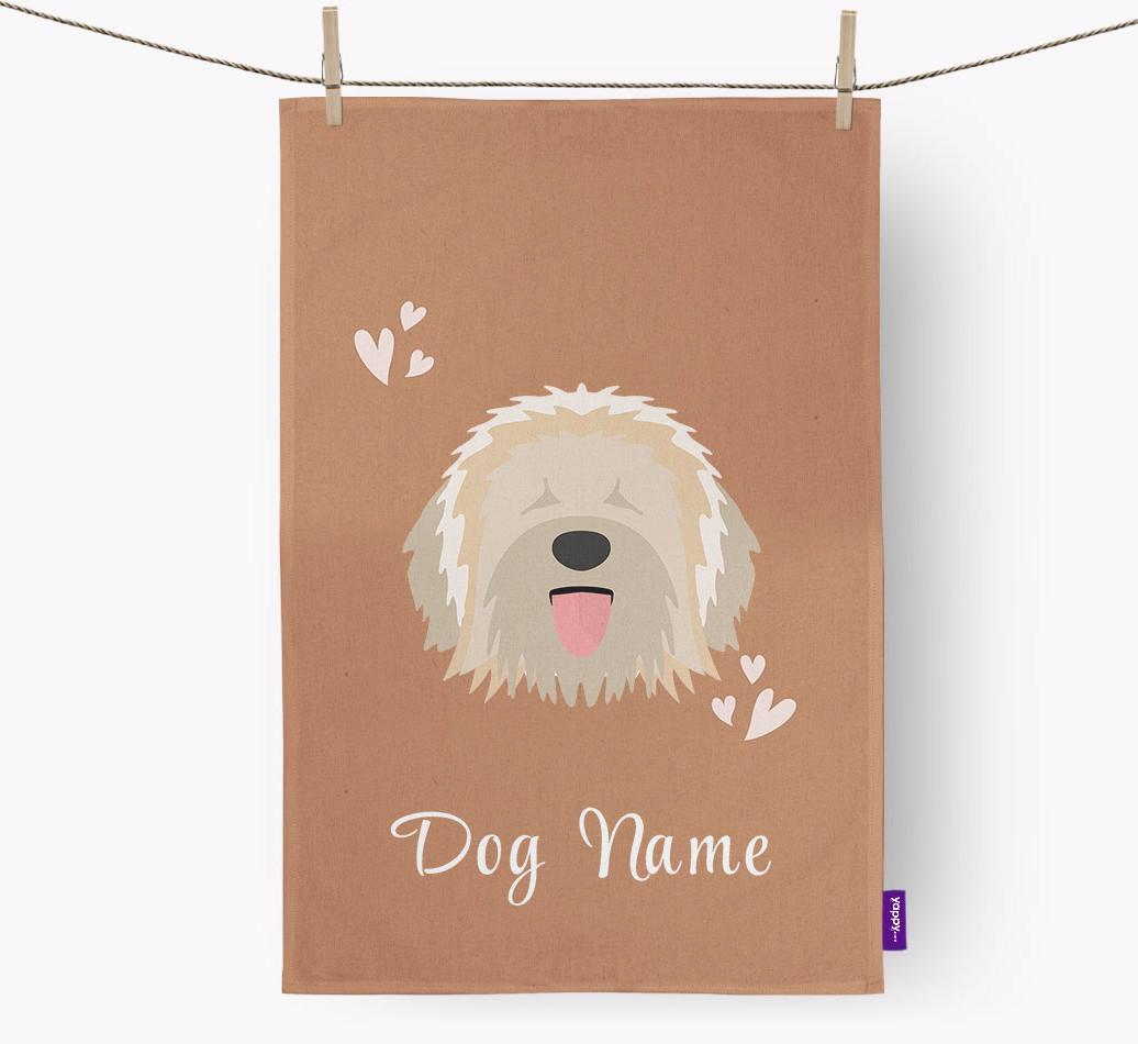 'Hearts' - Personalized {breedFullName} Dish Towel