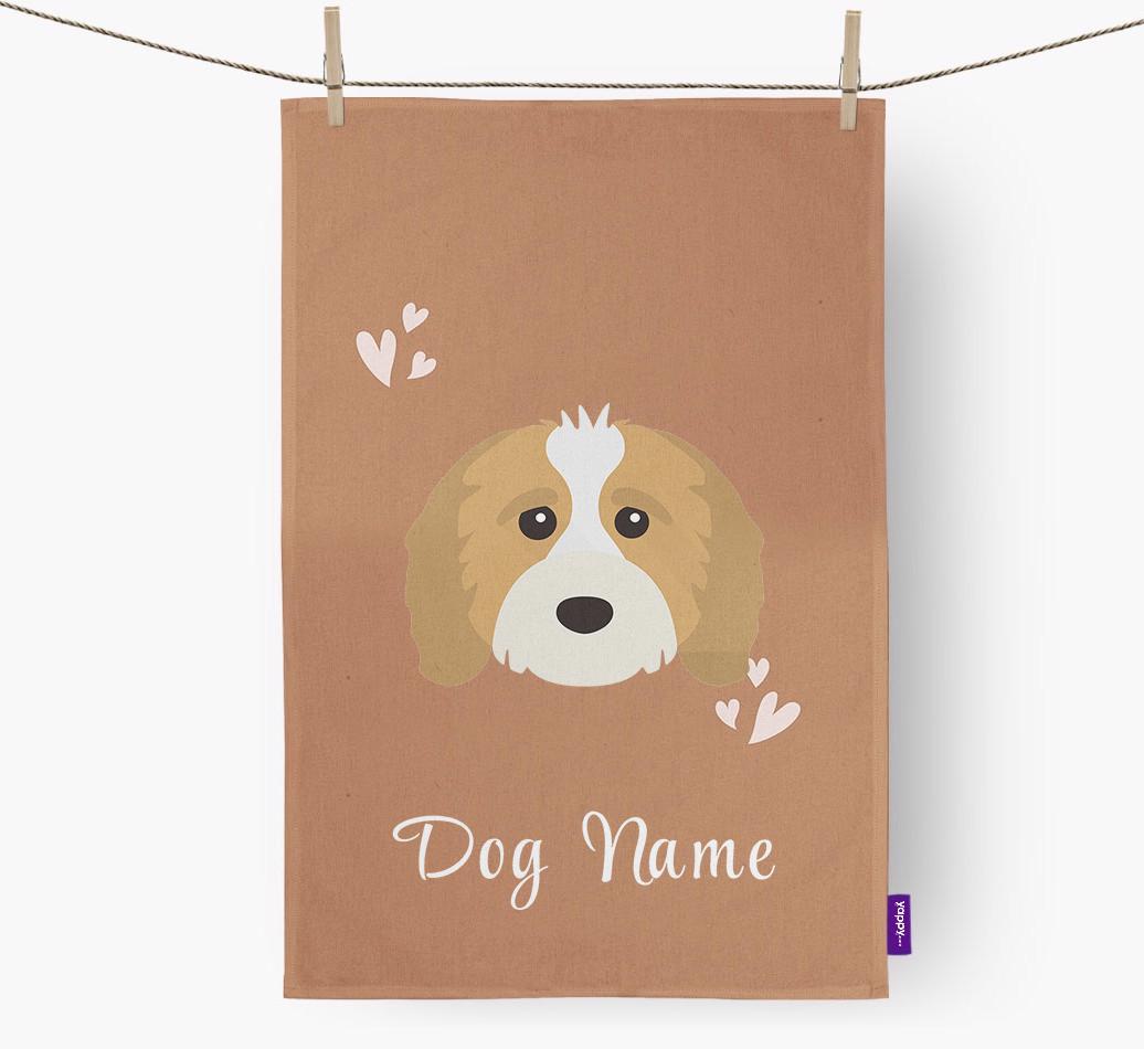 'Hearts' - Personalized {breedFullName} Dish Towel