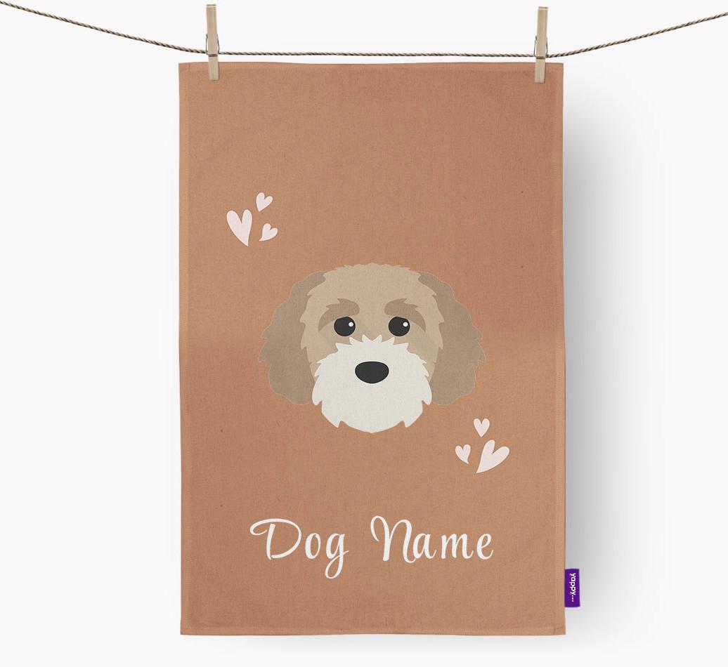 'Hearts' - Personalized {breedFullName} Dish Towel