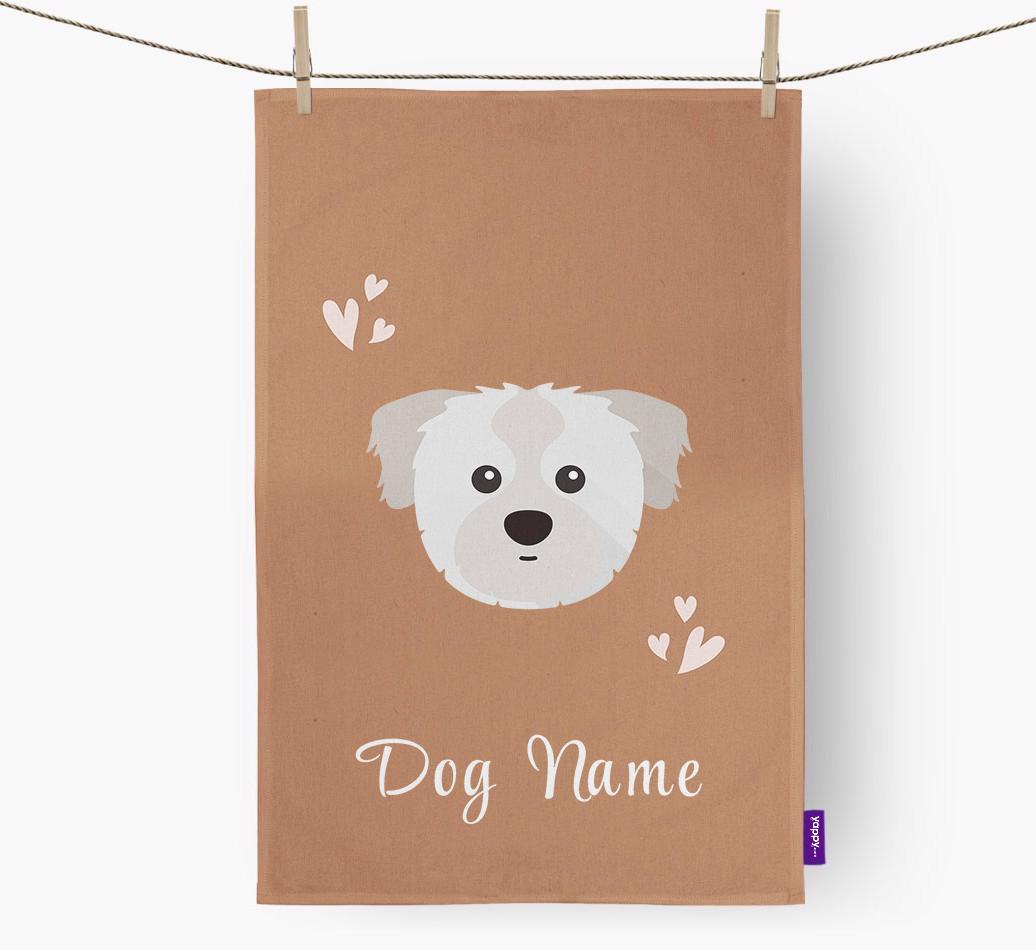 'Hearts' - Personalized {breedFullName} Dish Towel