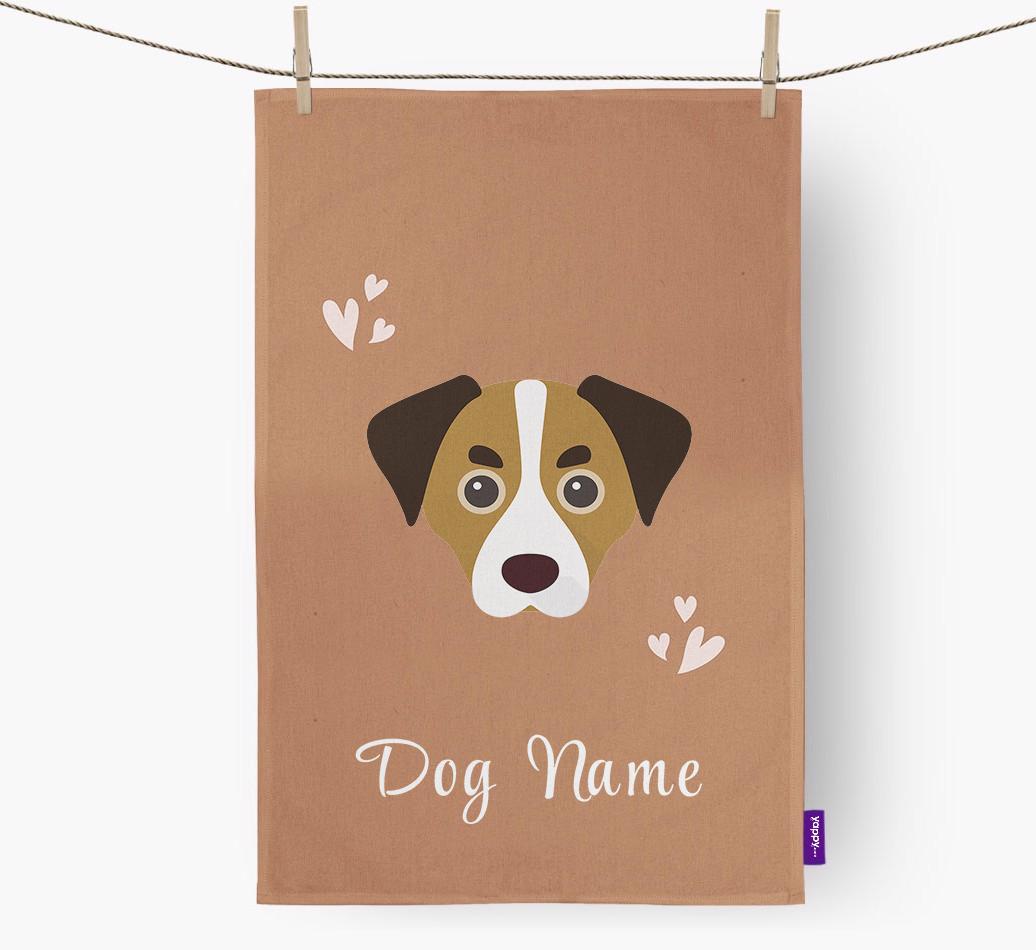 'Hearts' - Personalized {breedFullName} Dish Towel