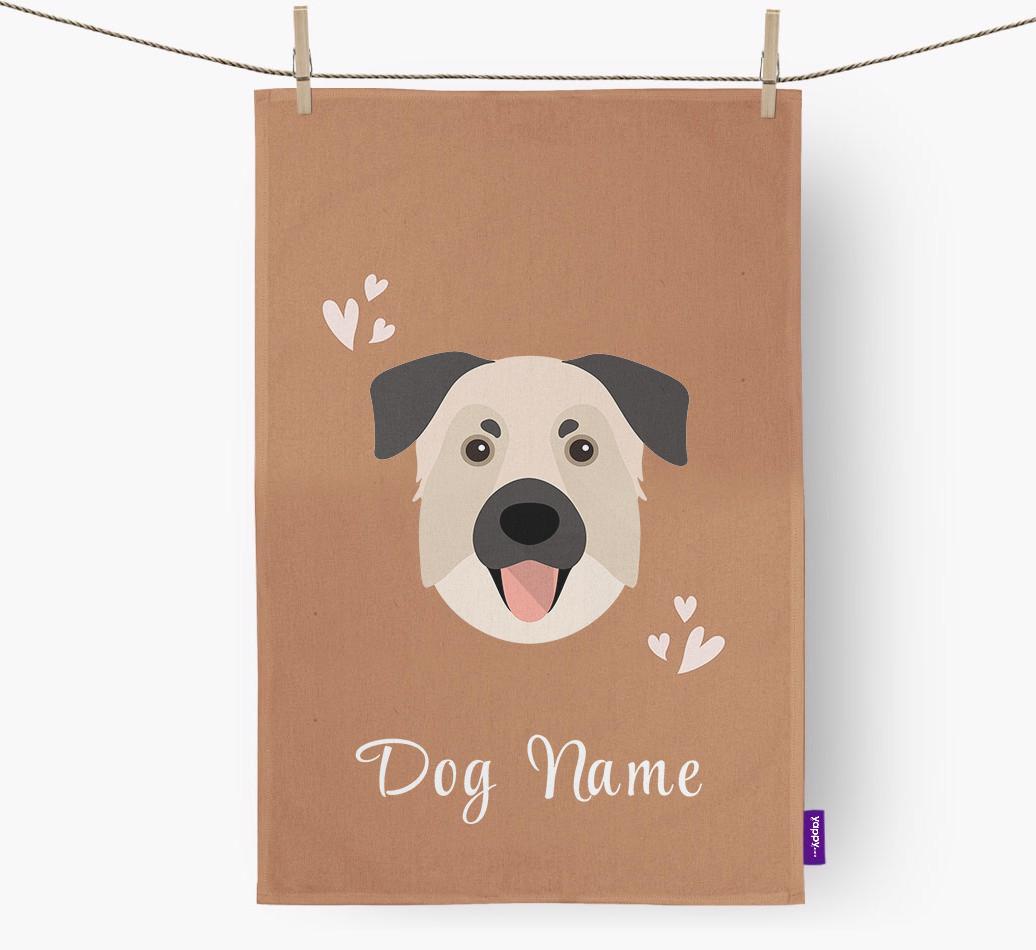 'Hearts' - Personalized {breedFullName} Dish Towel