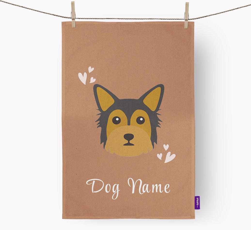 'Hearts' - Personalized {breedFullName} Dish Towel