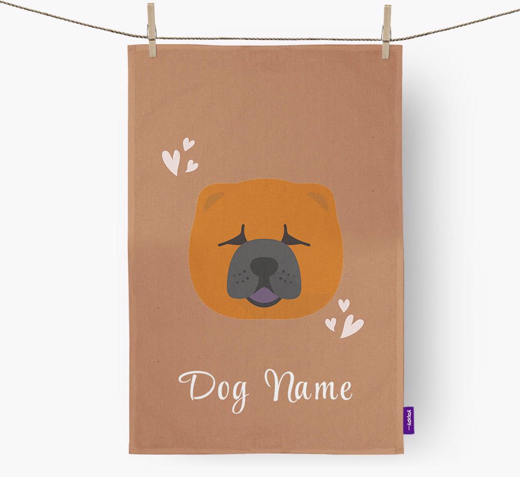 'Hearts' - Personalized {breedFullName} Dish Towel