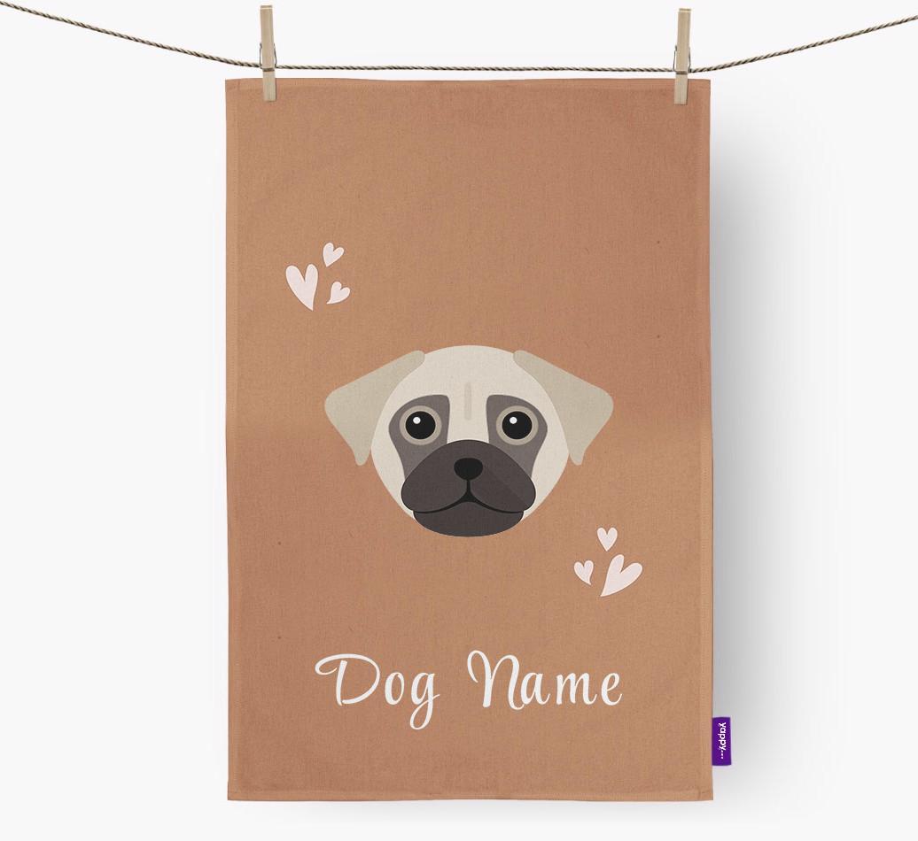 'Hearts' - Personalized {breedFullName} Dish Towel