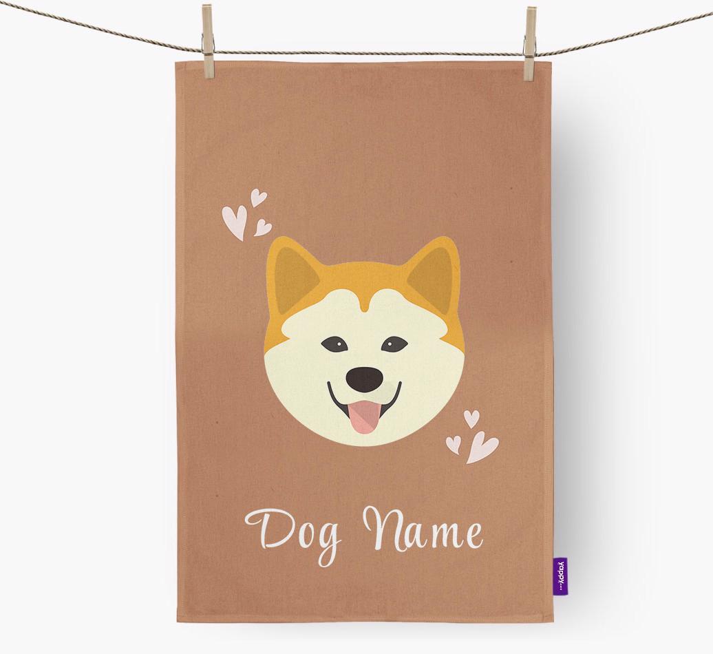 'Hearts' - Personalized {breedFullName} Dish Towel