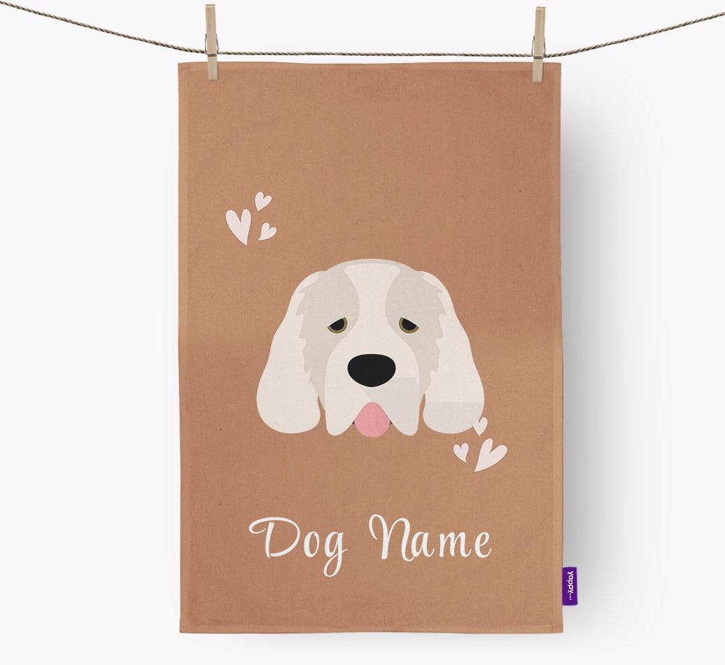 'Hearts' - Personalized {breedFullName} Dish Towel