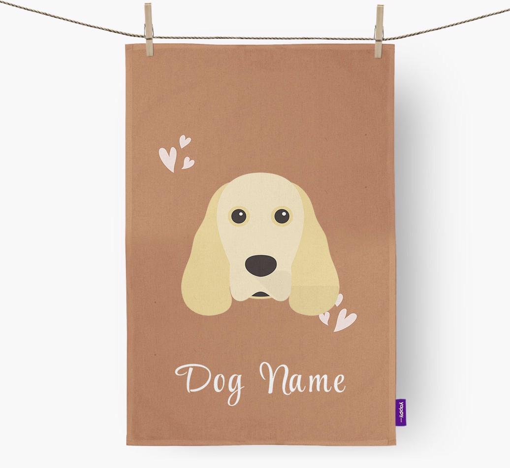 'Hearts' - Personalized {breedFullName} Dish Towel