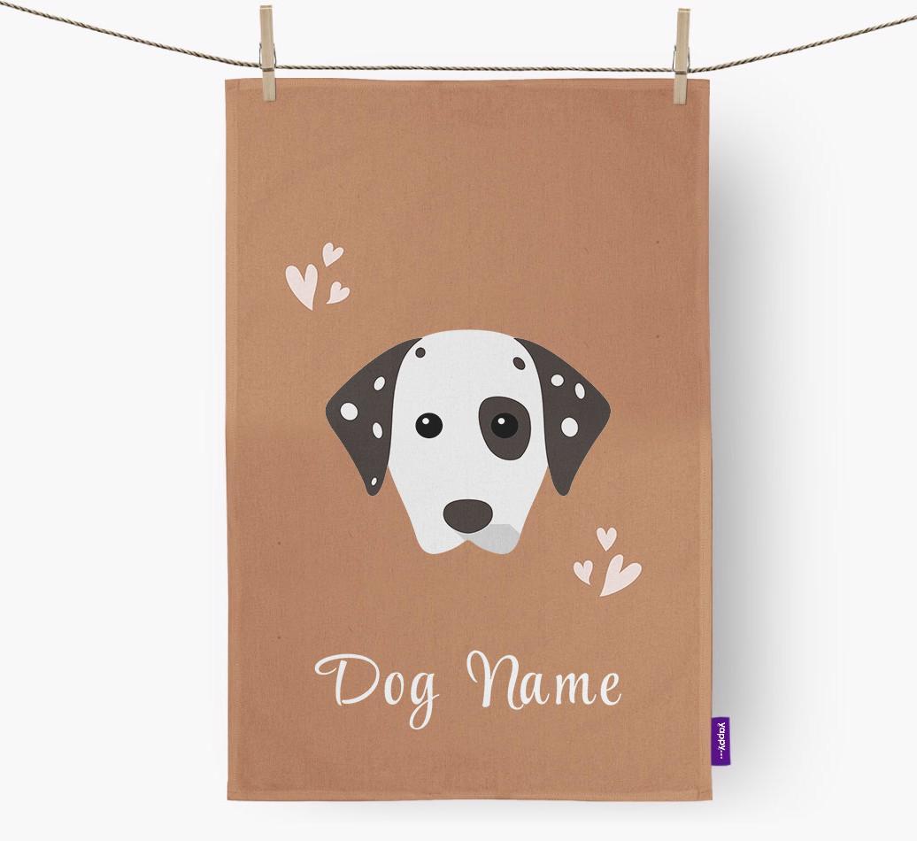 'Hearts' - Personalized {breedFullName} Dish Towel