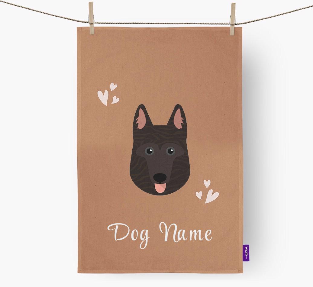 'Hearts' - Personalized {breedFullName} Dish Towel