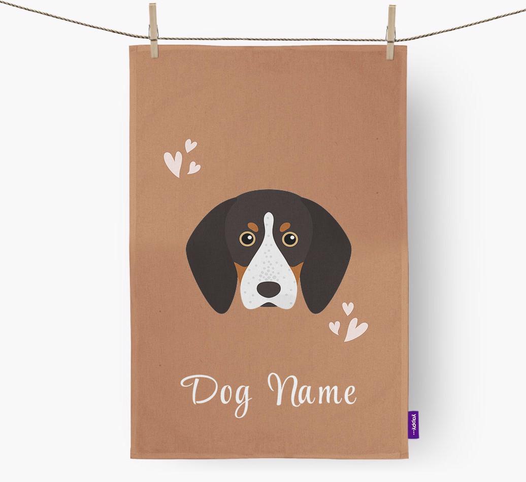 'Hearts' - Personalized {breedFullName} Dish Towel