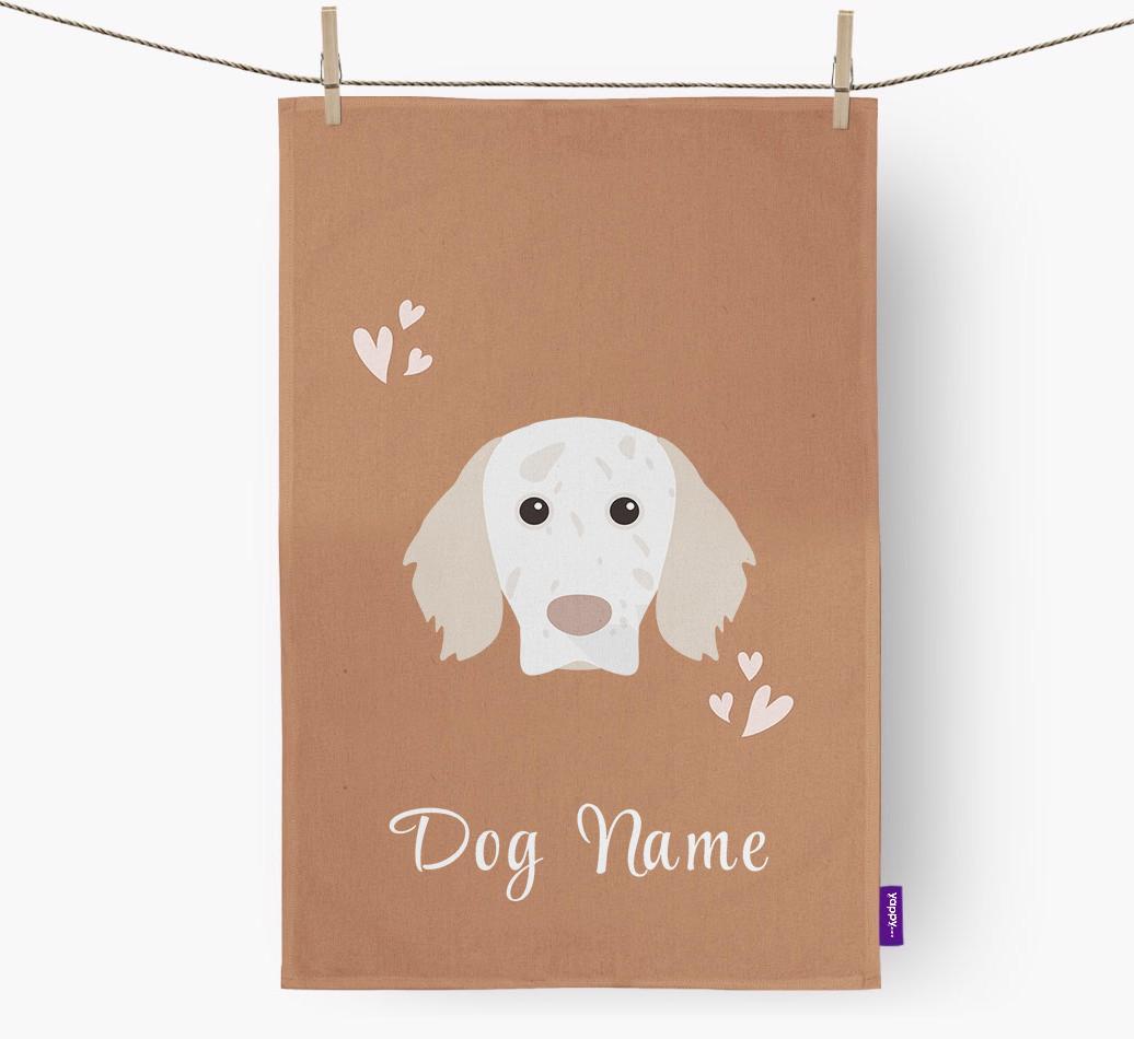 'Hearts' - Personalized {breedFullName} Dish Towel