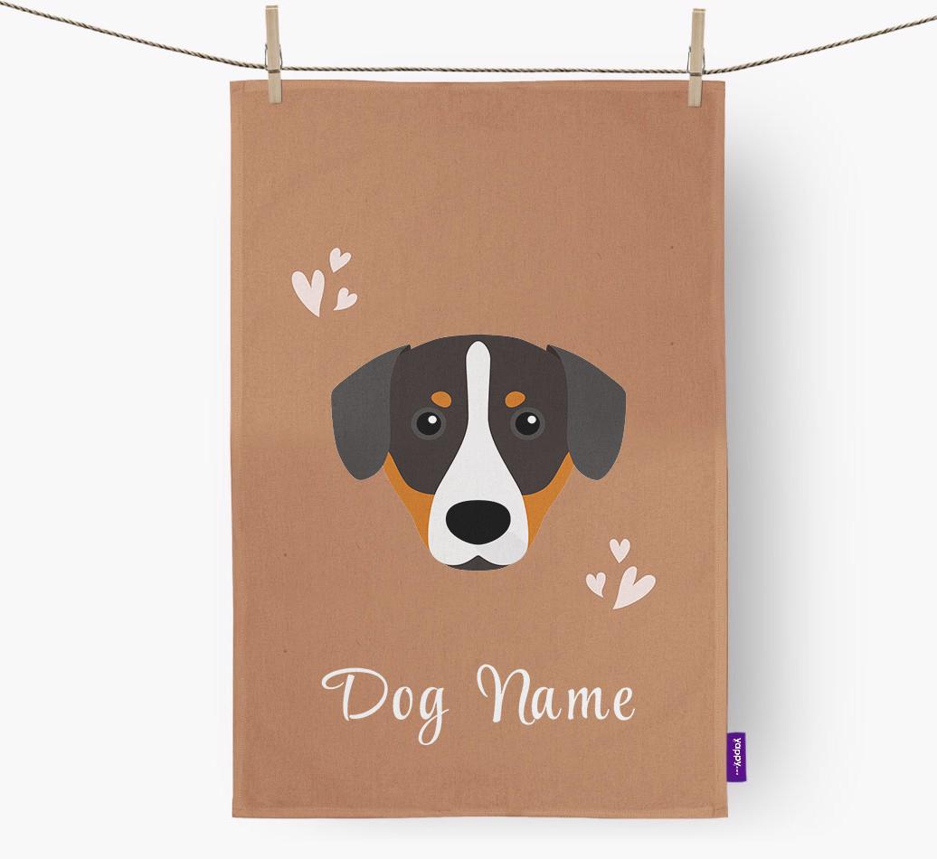 'Hearts' - Personalized {breedFullName} Dish Towel