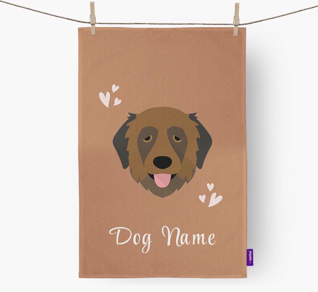 'Hearts' - Personalized {breedFullName} Dish Towel