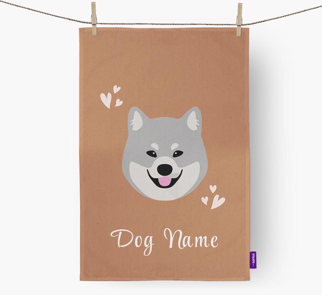 'Hearts' - Personalized {breedFullName} Dish Towel