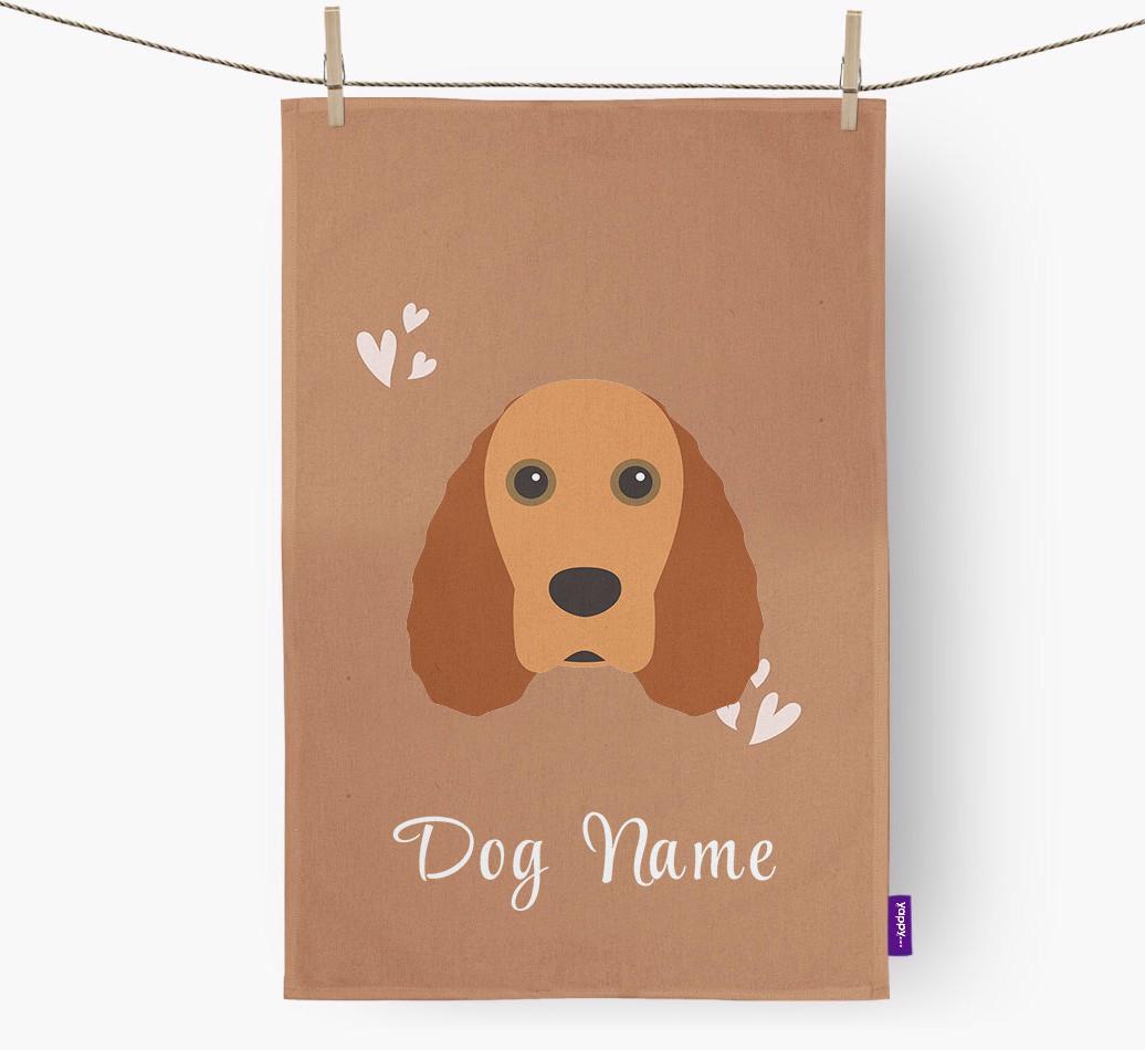 'Hearts' - Personalized {breedFullName} Dish Towel