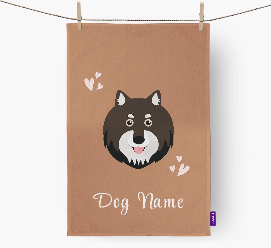 'Hearts' - Personalized {breedFullName} Dish Towel