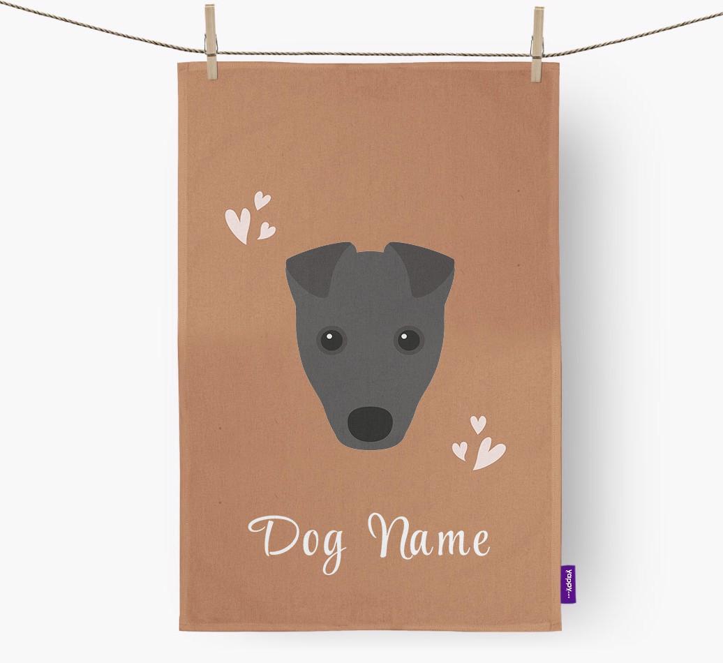 'Hearts' - Personalized {breedFullName} Dish Towel